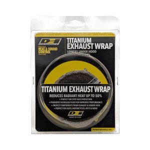 Design Eng Exhaust System Wrap, Titanium ™, 15 Foot Roll, 2 Inch Width, Carbon Fiber, Lava Rock Fiberglass – 10129