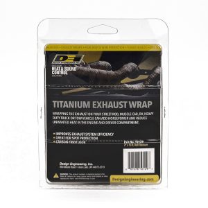 Design Eng Exhaust System Wrap, Titanium ™, 15 Foot Roll, 2 Inch Width, Carbon Fiber, Lava Rock Fiberglass – 10129