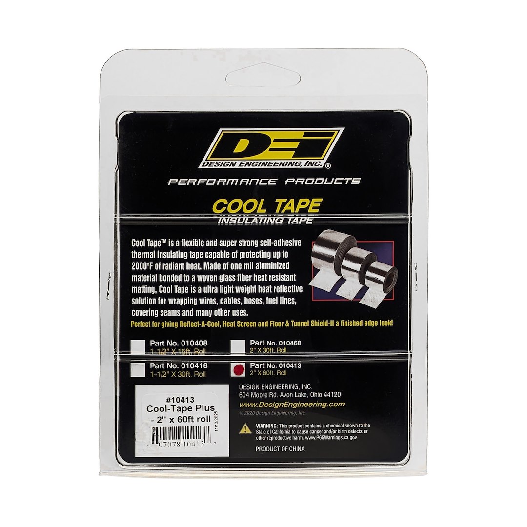 Design Eng Heat Shield Tape, Cool-Tape Plus ™, Roll, Used with Panels/ Seal Air Boxes/ Wrap Wiring, 2 Inch Width X 60 Foot Length Roll – 10413