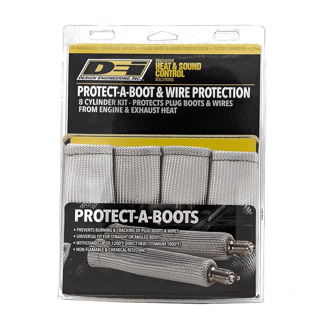 Design Eng Spark Plug Boot Heat Sleeve, Protect-A-Boots ™, 1-1/4 Inch Inner Diameter X 6 Inch Length, Set of 8, Silver – 10552