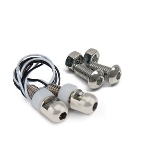 Design Eng License Plate Mounting Hardware, Lite N Boltz ™, For Domestic Vehicles, Two LED Lighted Bolts/ Two Standard Bolts, Satin – 30301