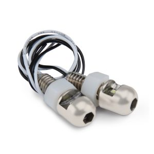 Design Eng License Plate Mounting Hardware, Lite N Boltz ™, For Domestic Vehicles, LED Lighted Bolts, Satin, Clear Lens, Set of 2 – 30302