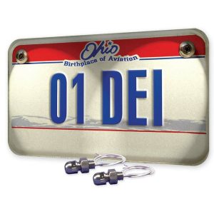 Design Eng License Plate Mounting Hardware, Lite N Boltz ™, For Domestic Vehicles, LED Lighted Bolts, Polished, Clear Lens, Set of 2 – 30310