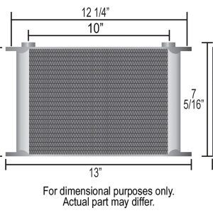 Derale Fluid Cooler, Series 10000, For Transmission Fluid, 13 Inch Width X 7-5/16 Inch Height X 2 Inch Depth, 19 Row Cooler, AN Fitting – 13403