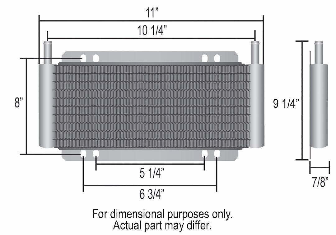 Derale Fluid Cooler, Series 8000, For Transmission Fluid, 11 Inch Width X 9-1/4 Inch Height X 7/8 Inch Depth – 13503