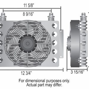 Derale Fluid Cooler, Remote Mount, 12-3/4 Inch Width X 9-3/8 Inch Height X 3-15/16 Inch Depth, 366 Cubic Feet Per Minute, 20 Gpm Flow Rate – 13754