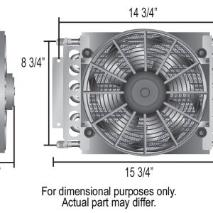 Derale Fluid Cooler, Electra-Cool, For Transmission Fluid, 15-3/4 Inch Width X 11-1/2 Inch Height X 5 Inch Depth, 16 Passes, AN Fitting – 13900