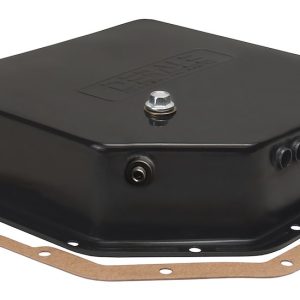 Derale Auto Trans Oil Pan, GM Turbo 350, Extra 2 Quarts Capacity, Black, Steel, With Magnetic Drain Plug – 14200