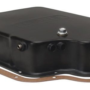 Derale Auto Trans Oil Pan, GM Turbo 400, Extra 1 Quart 17 Ounce Capacity, Black, Steel, With Magnetic Drain Plug – 14201