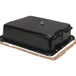 Derale Auto Trans Oil Pan, GM 700R4/ 4L60E, Extra 2 Quarts 4 Ounce Capacity, Black, Steel, With Magnetic Drain Plug – 14204