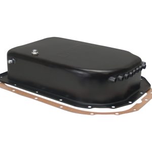 Derale Auto Trans Oil Pan, GM 4L80/ 4L80E, Extra 4 Quarts 16 Ounce Capacity, Black, Steel, With Magnetic Drain Plug – 14207