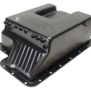 Derale Auto Trans Oil Pan, Ford E4OD/ 4R100/ 5R110/ 5R110W, Extra 7 Quarts 30 Ounce Capacity, Black, Steel, With Magnetic Drain Plug – 14208