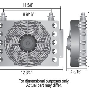 Derale Fluid Cooler, For Engine Oil, 12-3/4 Inch Width X 9-3/8 Inch Height X 4-5/16 Inch Depth, AN Fitting, -8 AN Inlet, -8 AN Outlet – 15450