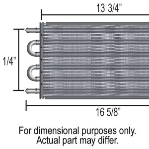 Derale Fluid Cooler, For Engine Oil, 16-5/8 Inch Width X 7-5/8 Inch Height X 3/4 Inch Depth, 6 Passes, Hose Barb Connection, 1/2 Inch Inlet – 15502