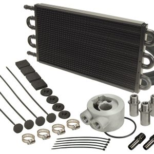 Derale Fluid Cooler, For Engine Oil, 16-5/8 Inch Width X 7-5/8 Inch Height X 3/4 Inch Depth, 6 Passes, Hose Barb Connection, 1/2 Inch Inlet – 15502