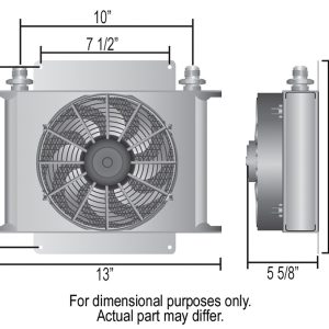 Derale Fluid Cooler, Hyper-Cool, For Engine Oil/ Transmission Fluid, 13 Inch Width X 10 Inch Height X 5-5/8 Inch Depth, AN Fitting – 15960