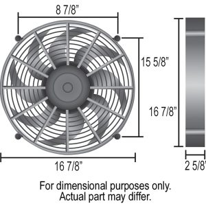 Derale Cooling Fan, Electric, 2400 Cubic Feet Per Minute High Speed/ 1800 Cubic Feet Per Minute Low Speed – 16217