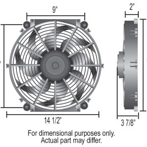 Derale Cooling Fan, Tornado, Electric, 1350 Cubic Feet Per Minute, 14 Inch Diameter Fan/ 14-1/2 Inch Width X 14 Inch Height X 3-1/4 Inch Depth – 16514