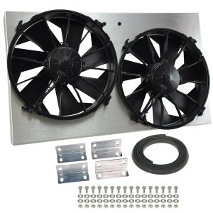 Derale Cooling Fan, Electric, 4000 Cubic Feet Per Minute, Dual 12 Inch Diameter Fan/ 25-5/8 Inch Width X 15-1/8 Inch Height X 4 Inch Depth – 16825