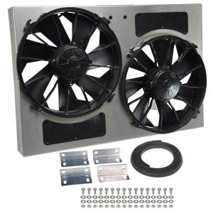 Derale Cooling Fan, Electric, 4000 Cubic Feet Per Minute, Dual 12 Inch Diameter Fan/ 25-5/8 Inch Width X 17-1/8 Inch Height X 4 Inch Depth – 16826