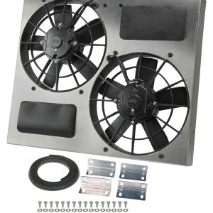Derale Cooling Fan, Electric, 3750 Cubic Feet Per Minute, Dual 11 Inch Diameter Fan/ 22-1/2 Inch Width X 19 Inch Height X 4-1/2 Inch Depth – 16830