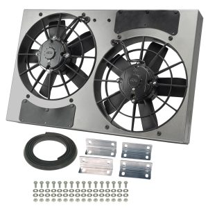 Derale Cooling Fan, Electric, 3750 Cubic Feet Per Minute, Dual 11 Inch Diameter Fan/ 24 Inch Width X 15-1/2 Inch Height X 4-1/2 Inch Depth – 16831