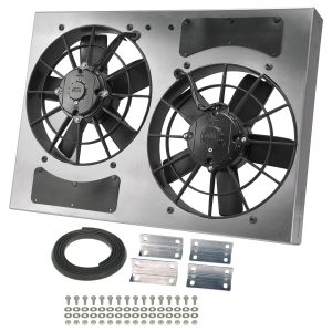 Derale Cooling Fan, Electric, 3750 Cubic Feet Per Minute, Dual 11 Inch Diameter Fan/ 24 Inch Width X 17 Inch Height X 4-1/2 Inch Depth – 16833
