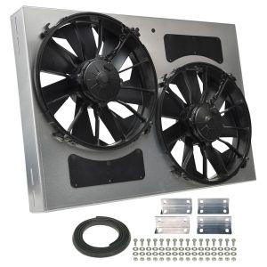 Derale Cooling Fan, Electric, 4000 Cubic Feet Per Minute, Dual 12 Inch Diameter Fan/ 26 Inch Width X 18 Inch Height X 4 Inch Depth, Puller – 16842