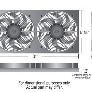 Derale Cooling Fan, Electric, 4800 Cubic Feet Per Minute, Dual 17 Inch Diameter Fan/ 34 Inch Width X 17-1/4 Inch Height X 3-3/4 Inch Depth – 16843