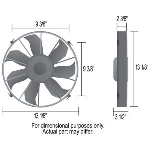 Derale Cooling Fan, Electric, 2000 Cubic Feet Per Minute, 12 Inch Diameter Fan/ 13-1/8 Inch Width X 13-1/8 Inch Height X 3-1/2 Inch Depth – 16924