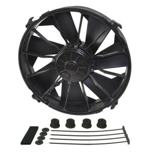 Derale Cooling Fan, Electric, 2000 Cubic Feet Per Minute, 12 Inch Diameter Fan/ 13-1/8 Inch Width X 13-1/8 Inch Height X 3-1/2 Inch Depth – 16924