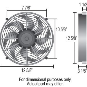 Derale Cooling Fan, Electric, 2000 Cubic Feet Per Minute, 12 Inch Diameter Fan/ 12-1/4 Inch Width X 12-5/8 Inch Height X 3-1/8 Inch Depth – 16925