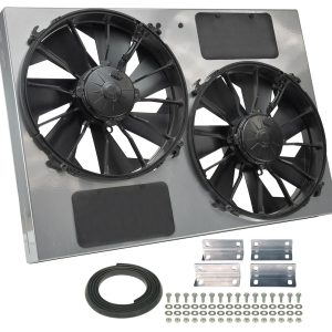 Derale Cooling Fan, Electric, 4000 Cubic Feet Per Minute, Dual 12 Inch Diameter Fan/ 26 Inch Width X 18 Inch Height X 4 Inch Depth, Puller – 16927