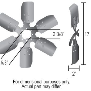 Derale Cooling Fan, Belt Driven, 17-1/4 Inch Diameter X 1-15/16 Inch Depth, 6 Blade, Powder Coated Black Steel Blade, Standard Rotation – 17117