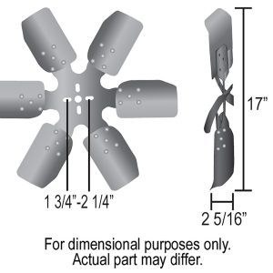 Derale Cooling Fan, Rigid Race, Belt Driven, 17 Inch Diameter X 2-1/4 Inch Depth, 6 Blade, Standard Rotation, Powder Coated Black Steel Blade – 17317