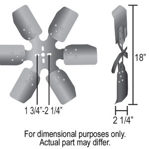Derale Cooling Fan, Rigid Race, Belt Driven, 18 Inch Diameter X 2-1/4 Inch Depth, 6 Blade, Standard Rotation, Powder Coated Black Steel Blade – 17318