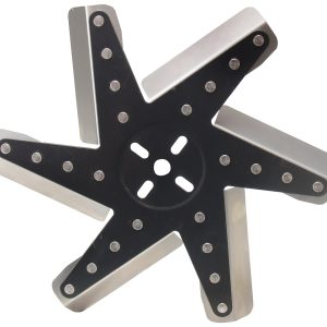 Derale Cooling Fan, Flex Fan, 13-3/8 Inch Diameter X 1-1/8 Inch Depth, 6 Blade, Standard Rotation, Stainless Steel Blade with Black Hub – 19113