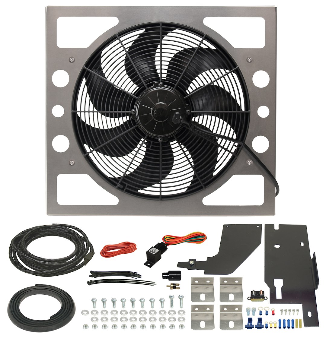 Derale Cooling Fan, Electric, 2400 Cubic Feet Per Minute, 17 Inch Diameter Fan/ 19-1/2 Inch Width X 18 Inch Height X 3-3/4 Inch Depth – 20161