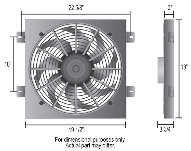 Derale Cooling Fan, Electric, 2400 Cubic Feet Per Minute, 17 Inch Diameter Fan/ 19-1/2 Inch Width X 18 Inch Height X 3-3/4 Inch Depth – 20161
