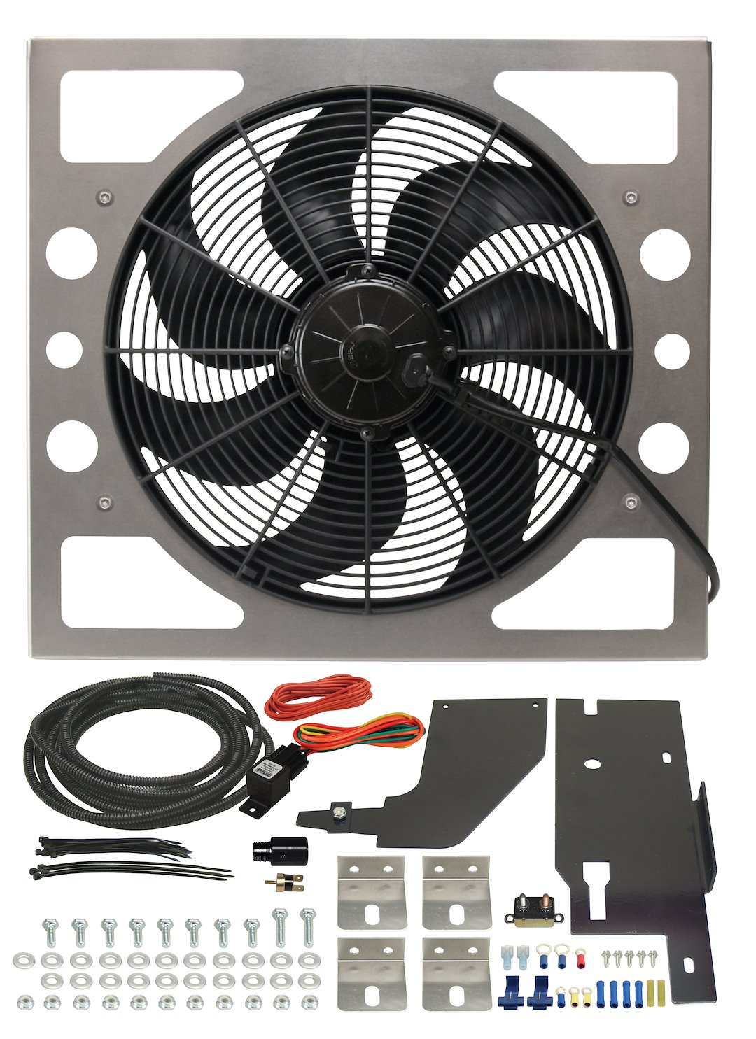 Derale Cooling Fan, Electric, 2400 Cubic Feet Per Minute, 17 Inch Diameter Fan/ 19-1/2 Inch Width X 18 Inch Height X 3-3/4 Inch Depth – 20161