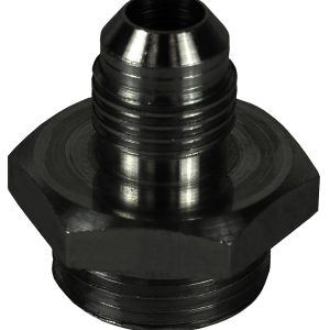 Derale Adapter Fitting, -6 AN X 5/8 Inch – 18 Thread O-Ring, Bright Anodized, Brass, Single – 59106
