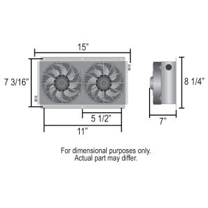 Derale Fluid Cooler, Hi-Flow Racing, Remote Mount, 15 Inch Width X 8-1/4 Inch Height X 7 Inch Depth, 630 Cubic Feet Per Minute – 65840