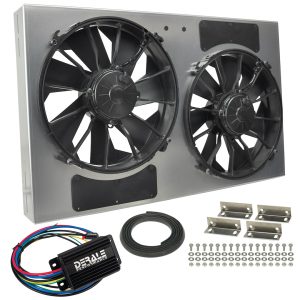 Derale Cooling Fan, Electric, 4000 Cubic Feet Per Minute, Dual 12 Inch Diameter Fan/ 28-1/4 Inch Width X 17 Inch Height X 4 Inch Depth, Puller – 66838