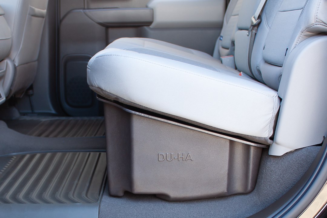 Du Ha Under Seat Storage Unit, Under Rear Seat, 2 Compartments, With Removable Dividers and Gun Rack Inserts, Black, Heavy Duty Polyethylene – 10400