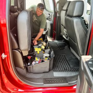 Du Ha Under Seat Storage Unit, Under Rear Seat, 2 Compartments, With Removable Dividers and Gun Rack Inserts, Black, Heavy Duty Polyethylene – 10400
