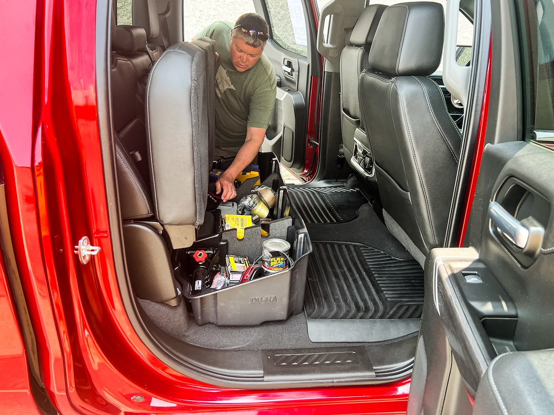 Du Ha Under Seat Storage Unit, Under Rear Seat, 2 Compartments, With Removable Dividers and Gun Rack Inserts, Black, Heavy Duty Polyethylene – 10400