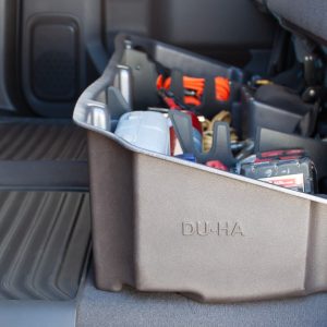 Du Ha Under Seat Storage Unit, Under Rear Seat, 2 Compartments, With Removable Dividers and Gun Rack Inserts, Brown, Heavy Duty Polyethylene – 10401
