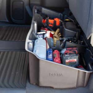Du Ha Under Seat Storage Unit, Under Rear Seat, 2 Compartments, With Removable Dividers and Gun Rack Inserts, Brown, Heavy Duty Polyethylene – 10401