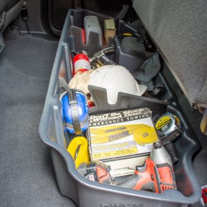 Du Ha Under Seat Storage Unit, Under Rear Seat, 2 Compartments, With Removable Dividers and Gun Rack Inserts, Black, Heavy Duty Polyethylene – 10420