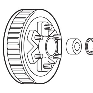 Dexter Axle Trailer Axle Hub, 6 X 5-1/2 Inch Bolt Pattern, 5200 to 6000 Pound Capacity, 12 X 2 Inch Brake, With 1/2 Inch Studs – 008-388-80